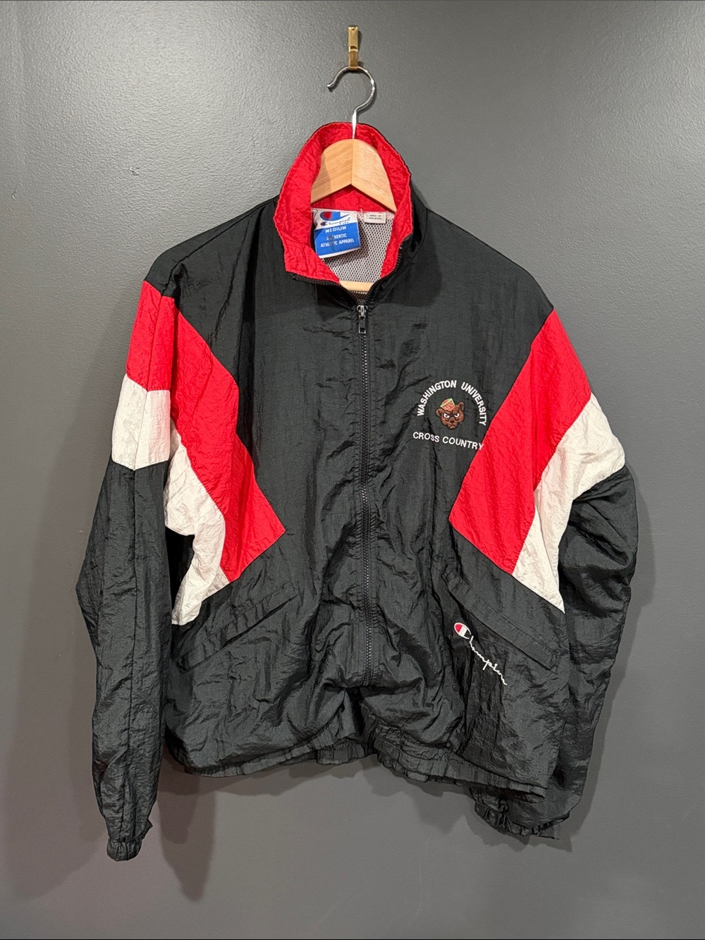 Champion Washington University Black, Red & White Men’s Windbreaker Jacket M